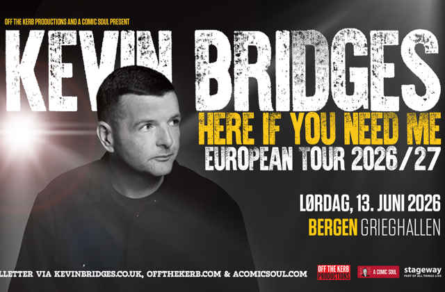 Link til Kevin Bridges i Bergen - Hotellpakke med billetter!
